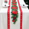 Tischläufer Weihnachten Saflor, Weihnachtstischläufer Rot Leine mit Rotem Blumen Weihnachtsbaum Glocken Aufdruck, Rechteckige Weihnachtstischdecke für Das Weihnachtsessen Tisch Dekoration(274 x 33cm)
