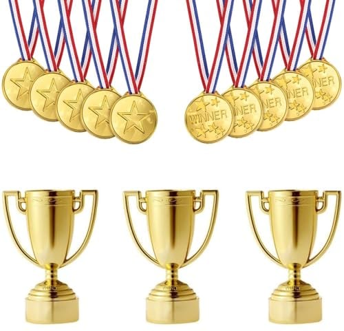 13 Stück Trophäen Medaillen Set, Medaillen für Kinder, Gewinner Medaillen, Kunststoff Medaillen, Sporttagespreise, Spielwettbewerbe, Partyartikel für Kinder und Erwachsene