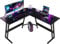 Devoko L Shaped Gaming Desk 120x120x75cm, Corner Computer Desk Large PC Writing Table for Home and Office, Easy to Assemble, Carbon Fibre Black