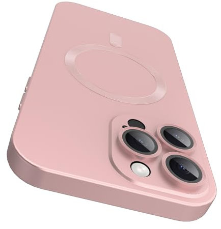 VCGFJD Magnetic for iPhone 12 Pro Max Case with Camera Lens Protector [Compatible with Magnetic], Matte Metallic Lustre Slim Soft TPU Bumper Shockproof Phone Case for iPhone 12 Pro Max 6.7 - Pink