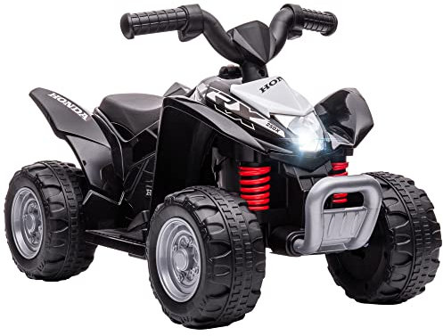 AIYAPLAY Quad électrique Enfant 6 V Honda sous Licence Voiture électrique Enfants Vitesse de 2,8 km/h phares LED klaxon 4x4 électrique Enfant poignée et Selle Ergonomique, Noir
