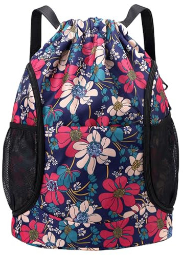 FAVORTALK Kordelzug Turnbeutel Damen Wasserdicht Große - Faltbar Tunnelzug Sport Rucksäcke Fußball Tasche Wasserdicht Sportrucksack mit Netztasche - JSB10823