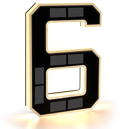 CARPESUN Solar Hausnummer Beleuchtet für Außen Wasserdicht, Beleuchtete Hausnummernschild Solar, Hausnummernleuchte Schwarz Groß - Höhe 23 cm (6-schwarz, 23CM)