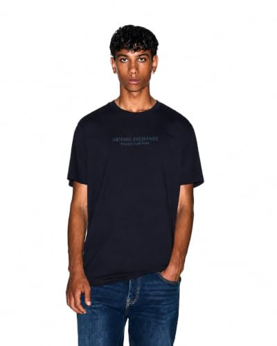 Armani Exchange Men's Short Sleeve Front Milano-New York Logo Lettering T-Shirt