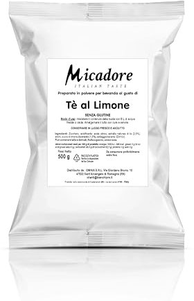 Tè al limone solubile per bevande calde o fredde. Senza Glutine. Busta da 500 g