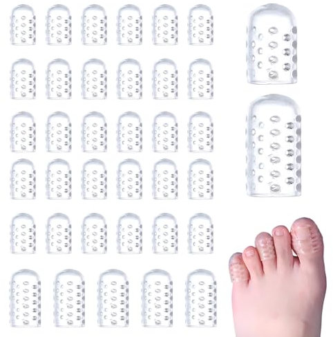 35 Pièces Silicone Protège Orteils, Respirantes Protections d'Orteils Gros Petite Orteil pour homme femme, Anti-friction Capuchons d'Orteils pour Ampoules Callosités Ongles Soulager Pied la Douleur