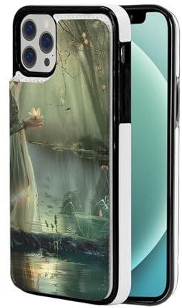 DCEHGEW Lake Fairy Handyhülle für iPhone 12-6,1 Zoll (30,5–15,5 cm), Klappetui, Leder, stoßfest, Brieftaschen-Handyhülle, Schutz mit 2 Kartenfächern, Weiß