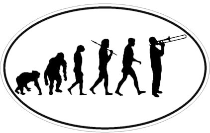 Sammys Shirt Store Posaunde Posaunist Trombone Evolution Aufkleber 15 cm breit laminiert wetterfest waschstraßenfest