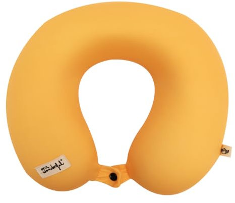 Mr. Wonderful Reisekissen – Gelb – Reise-Nackenkissen aus Memory-Schaum – passt Sich an der Vorderseite mit einem Klickverschluss an