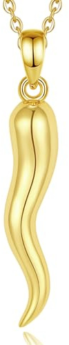 CELESTIA Italienische Cornicello Halskette für Frauen 925 Sterlingsilber Vergoldeter Hörner Glücksanhänger mit 51 cm Kette Symbolschmuck Geschenk für Mutter, Tochter, Ehefrau, Oma
