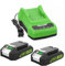 XNJTG 24V 3,5Ah Batteria di ricambio per Greenworks con Caricatore G24C Compatibile con Greenworks 24Volt Batterie G24B2 G24B4