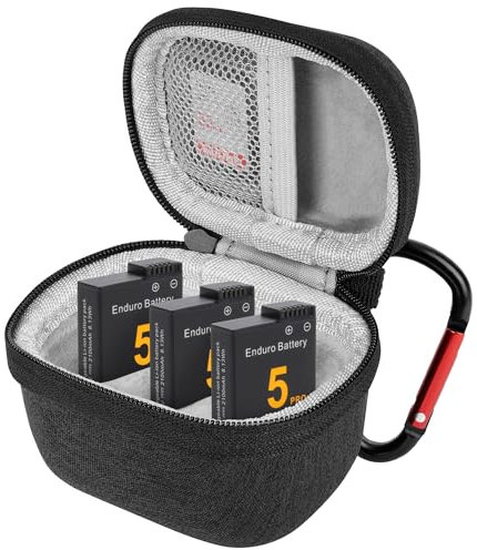 Geekria Mini Storage Carrying Case Compatible with GoPro Hero 13, 12, 11, 10, 9, 8 and DJI Osmo Action 5 Pro, 4, 3 Battery, Portable Easy Carrying Travel Bag, Camera Accessories (Gray)