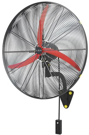 YAVYAV Ventilatore Oscillante Ad Alta Velocità, Altezza E Inclinazione Regolabili, Ventilatori Da Parete Industriali In Metallo Per Impieghi Gravosi, 3 Velocità, Montaggio A Parete(75cm/30in)