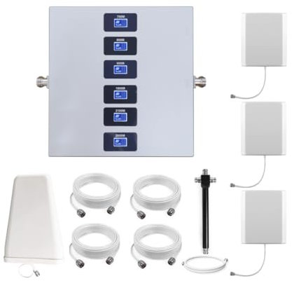 KKBSTR Amplificador 5G Amplificador Señal Movil, 6 Bandas 2G/3G/4G/5G, Tres Antenas Interiores