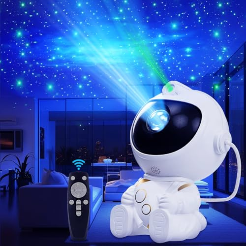 TEWWCEO LED Astronaut Sternenhimmel Projektor, Schlafzimmer Deckenprojektion Lampe, Sternenlicht Projektor mit 8 Nebula-Modi & 1 Grüne Sternenmodi, Geschenk für Weihnachten, Geburtstage, Party
