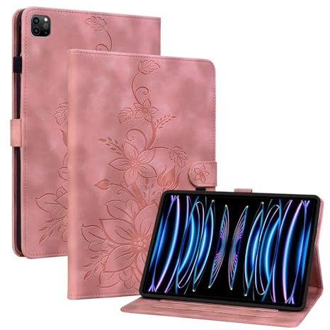 KEDBBAO Case for iPad Pro 12.9 inch (2022/2021/2020/2018, 6th/5th/4th/3rd Generation), Auto Wake/Sleep Supports Pencil Pro and Pencil(USB-C) Magnetic Clasp Stand Cover, Pink