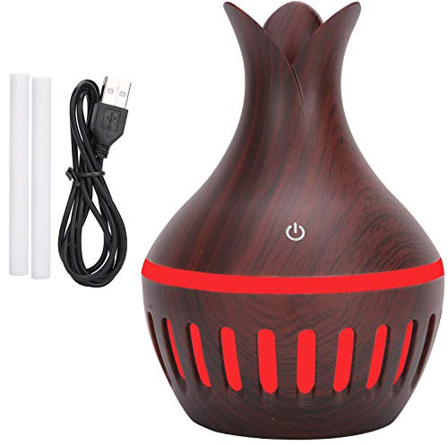 300 ml Luftbefeuchter, Mini-USB-Stecker, tragbarer -Diffusor mit tiefer Holzmaserung für Zuhause, Büro, Auto, Vasenförmiger Desktop-Luftbefeuchter