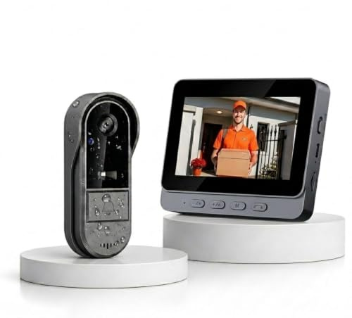 Winnes Video Campanello Videocitofono senza Fili da Esterno Smart Video Citofono Wireless Doorbell Impermeabile IP67 con Telecamera 1080P 4,3 Pollici Display 170° Ultra Grandangolo,Nessun APP&WiFi