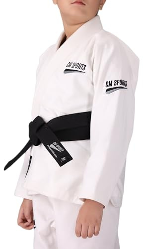 Premium Jiu-Jitsu Gi for Kids – Lightweight 450 GSM Pearl-Weave BJJ Kimono, Durable Training & Competition Martial Arts Uniform, Kids BJJ Gi Set with Ripstop Pants (White, M4)
