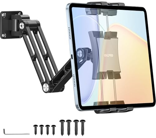 OHLPRO Tablet Wandhalterung, Aluminium iPad Halterung Wand mit 360° Schwenkbar Gelenk Tablet Halter Verbesserte Klammer Kompatibel mit 4.7-13 Zoll iPad Pro Air Mini Galaxy Tab iPhone