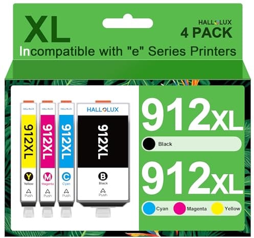 912XL Multipack 912 XL Druckerpatronen, Ersatz für HP 912 XL 912XL, für HP OfficeJet 8012 8010 8014 8015 für OfficeJet Pro 8025 8024 8023 8020 8022 (Schwarz, Cyan, Magenta, Gelb, 4er-Pack)