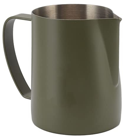 Floolinct Frothing Jug in Acciaio Inox 304 con Beccuccio a Falco 600ml per Caffè Latte e Cappuccino a Casa (Verde Oliva)