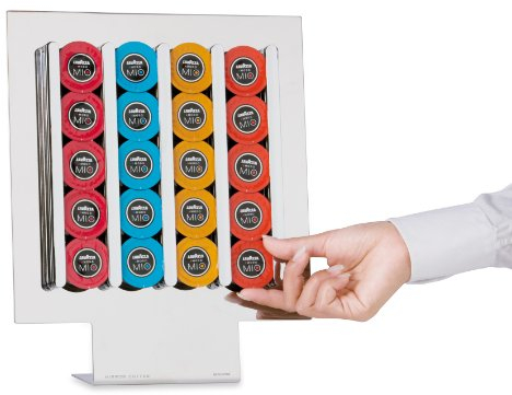 MACOM Just Kitchen 834 Mirror Coffee Lavazza A Modo Mio Dispenser Portacapsule per Macchine caffè, 20 Capsule, Acciaio Cromato Lucido