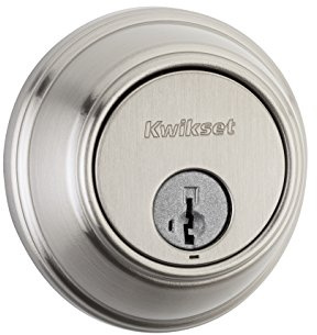 Kwikset 816 Key Control Deadbolt Lock, Round Satin Nickel Exterior Keyed Front Entry Door, Pick Resistant SmartKey Rekey Security, Single Cylinder Dead Bolt, with Microban Protection