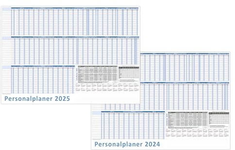 Urlaubsplaner Personalplaner 2026 + 2027 DIN B1 Format (1000 x 700mm) 22 Mitarbeiter Januar bis März Folgejahr mit Schulferien (gerollt!)