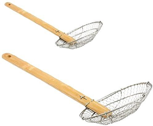 M.v. Trading asiatique Spider Écumoire Passoire en acier inoxydable avec poignées en bambou 8-Inches argenté