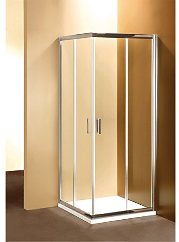 Duschkabine 90 x 90 cm eckig Quadro Ponsi Serie Gold Kristall Transparent mit Schiebetüren