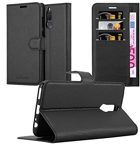 Cadorabo Hülle kompatibel mit Huawei Mate 10 LITE Handyhülle aus Kunst Leder Flip Klappbare Stoßfeste Magnetische [Standfunktion] [Kartenfächern] Cover Hülle für Huawei Mate 10 LITE Tasche in Schwarz