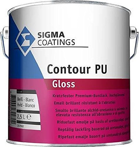 Sigma Contour PU Gloss Kratzfester Polyurethan-Alkydharz-Basis Premium Buntlack Hochglänzend Weiß 1 L