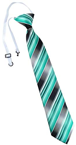 TigerTie Kinderkrawatte in mint grün silber anthrazit grau gestreift - Krawatte vorgebunden mit Gummizug