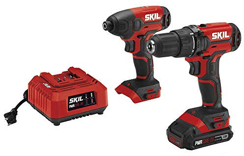 SKIL Kit combinado 2 herramientas de 20 V: destornillador inalámbrico de 20 V y destornillador de percusión, incluye batería de litio PWRCore 20 2,0 Ah y cargador – CB739001