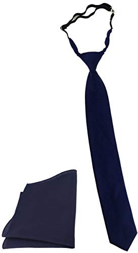 TigerTie Designer Security Sicherheits Krawatte Pique Einstecktuch Pique in marine gemustert - Krawatte vorgebunden mit Gummizug in schwarz