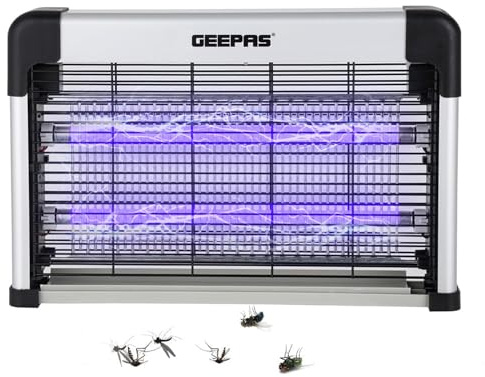 GEEPAS Electric Fly Killer & Bug Zapper | Powerful UV Light Low Noise 20W | Plug-in Eco-Friendly Pest Control Indoor Insect Trap 50M² Coverage