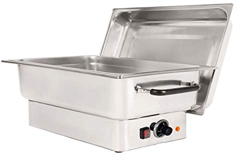 Chafing Dish mit Edelstahldeckel GS Multitrade Speisewärmer elektrisch GN 1/1 inclusiv GN Behälter Tiefe 100 mm, chafing dish:chafing Edelstahl