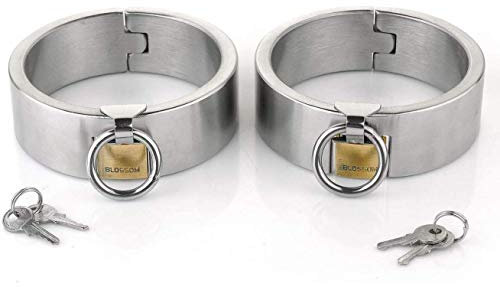 Handschellen Sex Edelstahl Handfesseln Echt Bondage Extrem Frauen Handgelenk Restraint Mit Schloss und Schlüssel Sklave Fesselspiel Erotik Sexspielzeug für Damen Paar Abschließbar,Männer 5.5 * 6.5cm