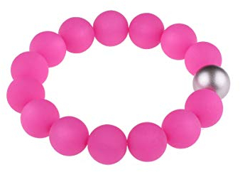 Adi-Modeschmuck Polaris Armband Fiona, 14mm große original italienische Polarisperlen mit Einer Akzentperle in metallic Silber, handgefertigt in Berlin (Pink)