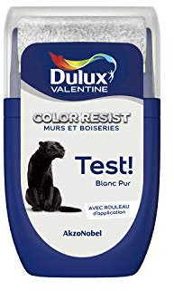 Dulux Valentine Peinture Color Resist - Murs et Boiseries - Mat - Testeur Couleur Blanc Pur 30 ml
