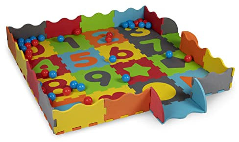 Let's Play Spielset - 3-in-1: Spielmatte, Puzzle und Ballbox - Moosgummi - 40 Bälle