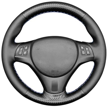 MEWANT Lenkradbezug Handstiche Lenkradhülle aus PU Kohlefaser&Echtleder Auto Lenkradschoner für Sport M3 E90 E91 E92 E93 E87 E81 E82 E88 X1 E84