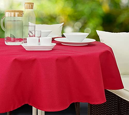 CKM Gartentischdecke aus robustem Polyester-Strukturgewebe Kuvertecken abwischbar (160cm rund Rot)