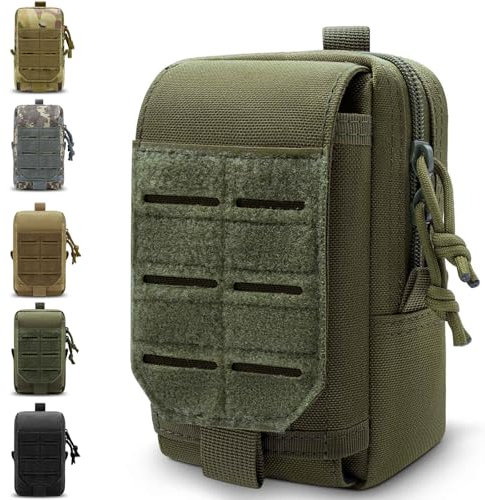 Molle Phone Pouch, Small Tactical Admin Pouches, Heavy Duty Waterproof Smartphone Case Holder for Vest Belt Waist