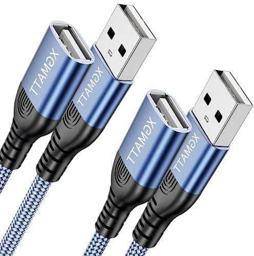 XGMATT USB 2.0 Extension Cable 3M 2Pack,USB A Male to A Female Cable USB Extension Lead High Speed Data Transfer Compatible for Printer, Scanner, Camera, Keyboard, Card Reader, Hard Drive,Blue