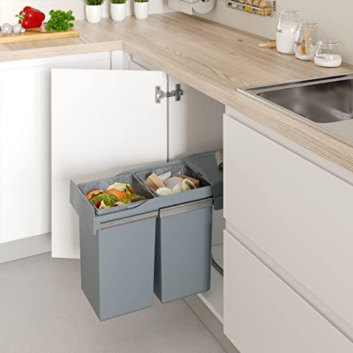 Menage Confort Pull Out Kitchen Cabinet Waste Bin Width 343mm with 2 x 21L Bins