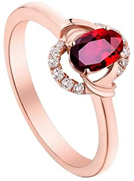 Lieson Ehering Frauen, Damen 18 Karat Rotgold Ring Verlobung Diamant mit Rubin 0.46ct Verlobungsringe Hochzeitsring Rosegold Gr.57 (18.1)