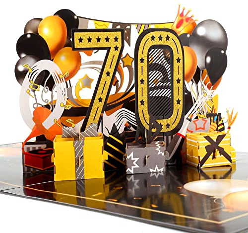Menwings Geburtstagskarte 70 mann, 3D Pop Up Geburtstag Karte, Geburtstagskarten für Mädchen und Jungen, 70. geburtstag frau, Happy Birthday, Hochwertige Geburtstags karte inkl Umschlag