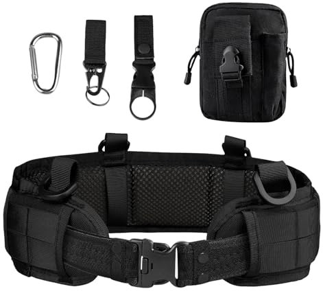 Yrhrol Taktisches Kampfgürtel-Set, schmaler Airsoft-Molle-Gürtel mit Metallschnalle für Schießen, Jagd, Kriegsgürtel, Spielgürtel und Taschen, sichere Lebensverteidigung, Molle-Tasche im Lieferumfang